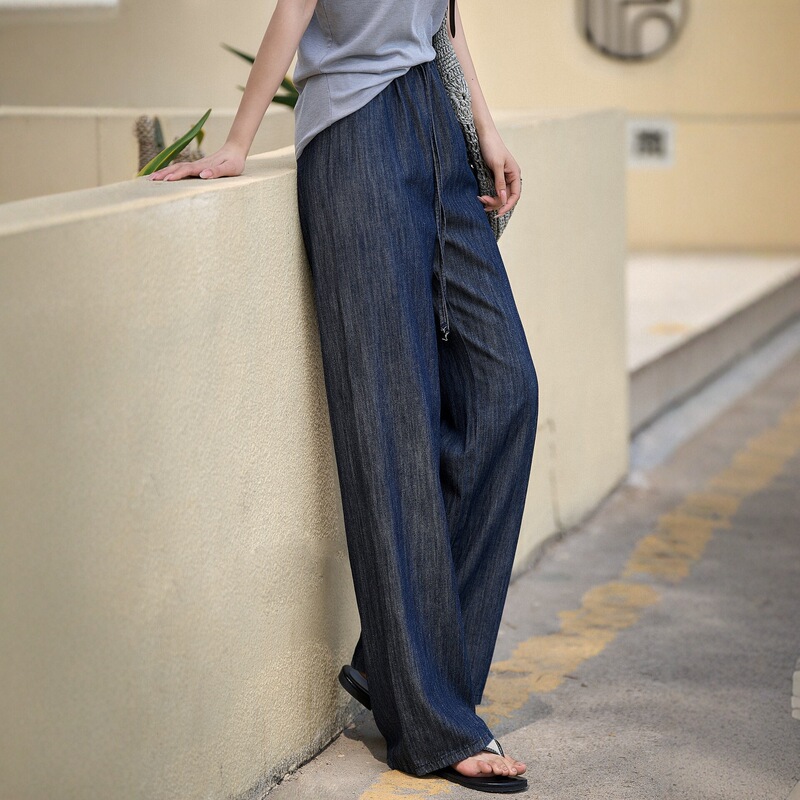 【Hu Xiao Denim】Zero-Pressure Slimming Breathable High-Waisted Linen Straight Drawstring Jeans for Women 2026 New 【Hu Xiao Denim】Zero-Pressure Slimming Breathable High-Waisted Linen Straight Drawstring Jeans for Women 2026 New