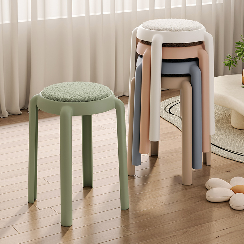 Taburete de plástico para el hogar taburete de mesa de comedor apilable taburete redondo Banco alto taburete de sofá simple taburete de maquillaje puerta taburete de cambio de zapatos