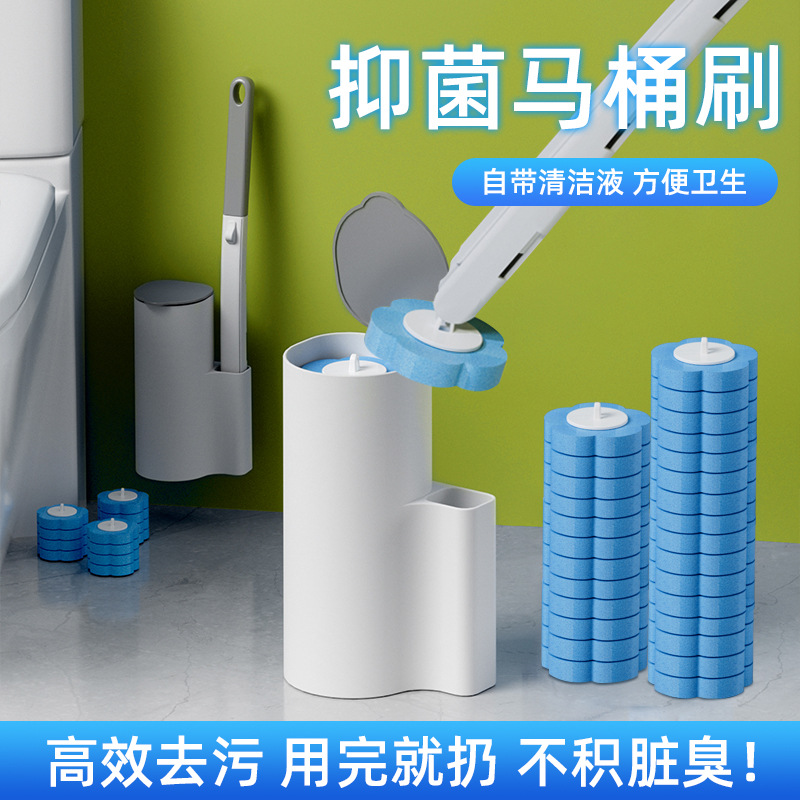 Disposable Toilet Brush for Home Use, No Dead Corners, Toilet Cleaning Brush, Wall-Mounted, No-Drill Replacement Brush Head