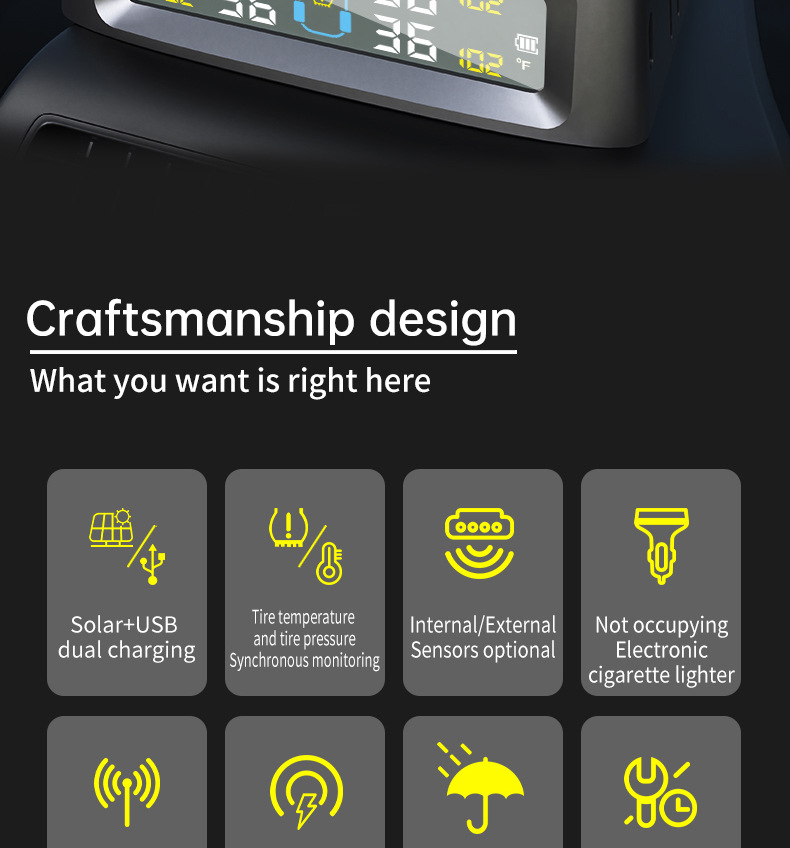 Car Tire Pressure Monitoring, Small Car Tire Pressure Monitor, Tpms, Tire Pressure Detection, Tire Pressure Sensor, Cross-Border E-Commerce