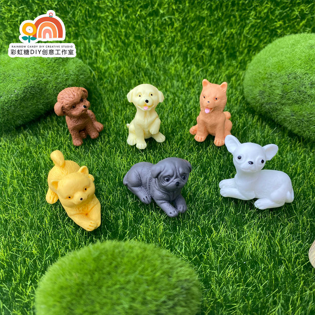 만화 수지 3 차원 모델링 강아지 DIY 액세서리 키 체인 펜던트 데스크탑 자동차 인테리어 장식 재료