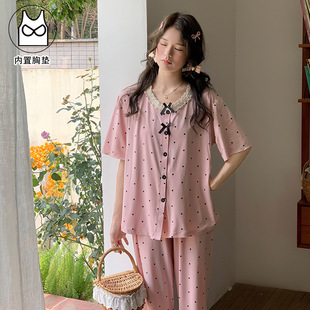 New Short-Sleeved Trousers Confinement Clothes Imitation Cotton with Breast Pads Maternity Pajamas Summer Thin Postpartum Breastfeeding Clothes