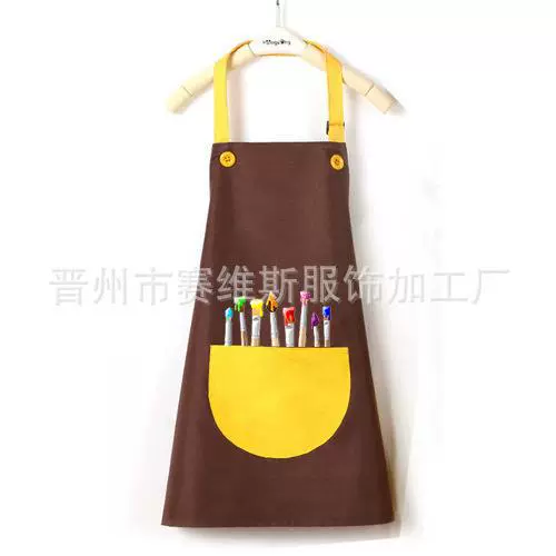 儿童围裙家用厨房小孩宝宝吃饭绘画罩衣幼儿园画画美术印logo