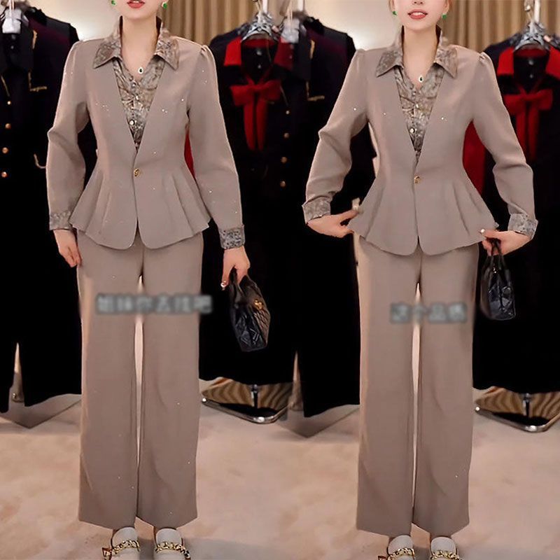 时尚职业套装女2025秋季新款中年妈妈装气质高级感轻奢两件套裤子