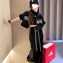 女童韩版休闲套装中大童春秋新款洋气字母开衫外套时髦长裤两件套