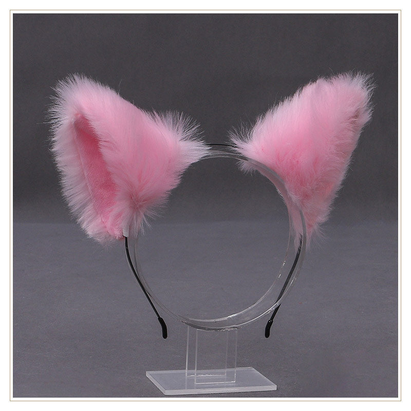 De una sola pieza hecha a mano de peluche Lolita diadema de oreja de gato KC accesorios para el cabello bestia oído tocado Fox oreja horquilla