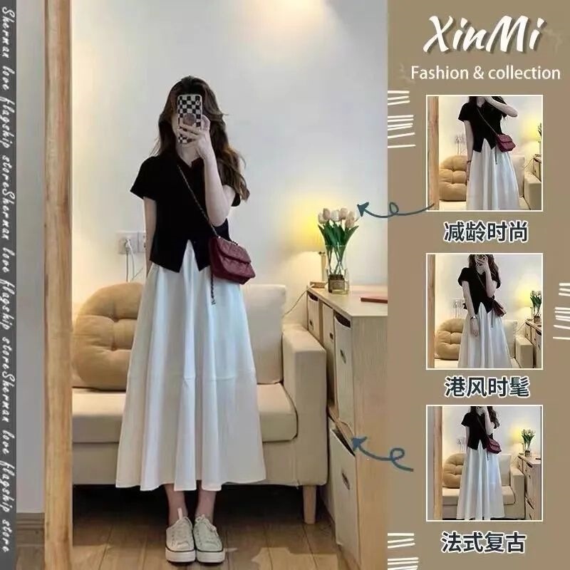 Summer Women's Clothing 2026 New Tea-Style Outfit, a Complete Set of Dresses for Slightly Plump Figures with a Salty Vibe, Two-Piece Trendy Set