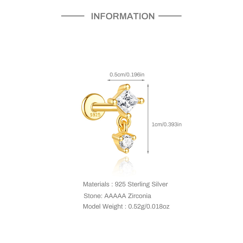 2g Weight Zircon Inlay Material Ear Studs Classification Ear Cartilage Rings & Studs Piercing Type 1 Piece Quantity Holiday, Daily Occasion 925 Sterling Silver Material Geometric Pattern All Seasons Season Unisex Gender Elegant, Simple Style Style 1 Piece Ear Cartilage Rings & Studs Elegant Simple Style Geometric 925 Sterling Silver Zircon Ear Cartilage Rings & Studs 10