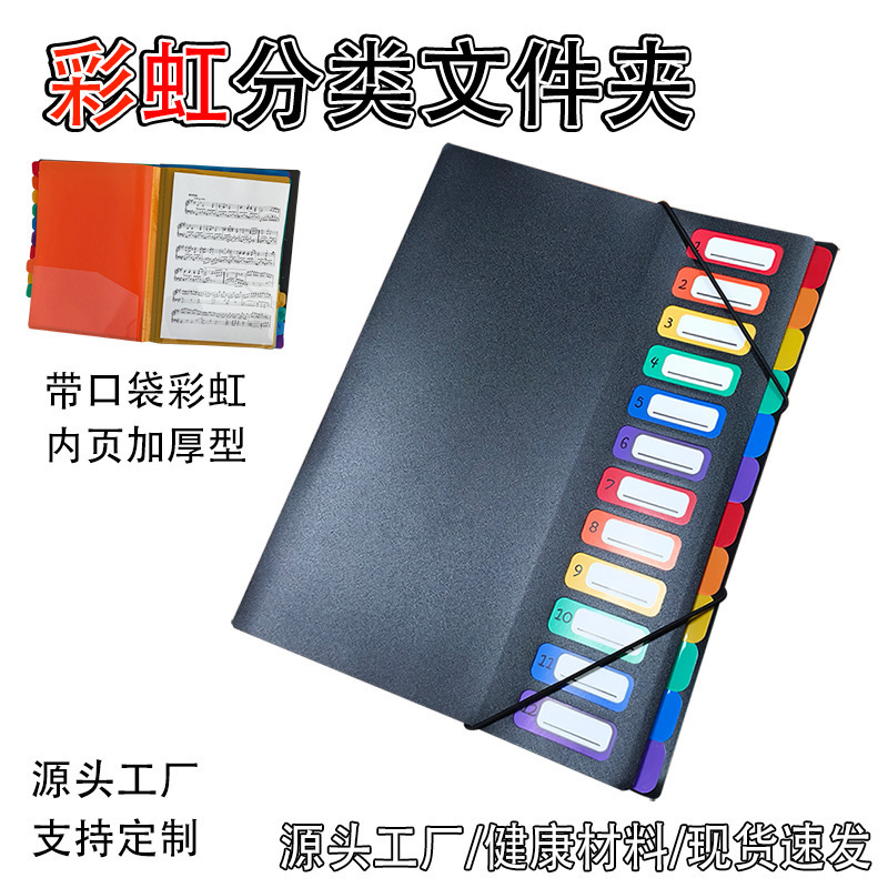 Carpeta multicapa A4 libro de datos blanco carpeta de papel de prueba de estudiante arco iris página de clasificación pp carpeta de archivo carpeta de caso