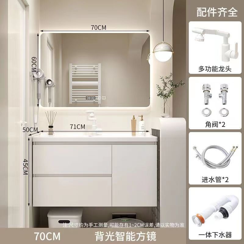 浴室キャビネット セラミック一体型洗面器 浴室洗面台 カウンタートップ一体型洗面台 キャビネット組み合わせ洗面台 浴室|undefined