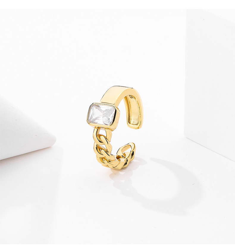 Fashion Simple Style Geometric Sterling Silver Plating Metal Zircon Rings