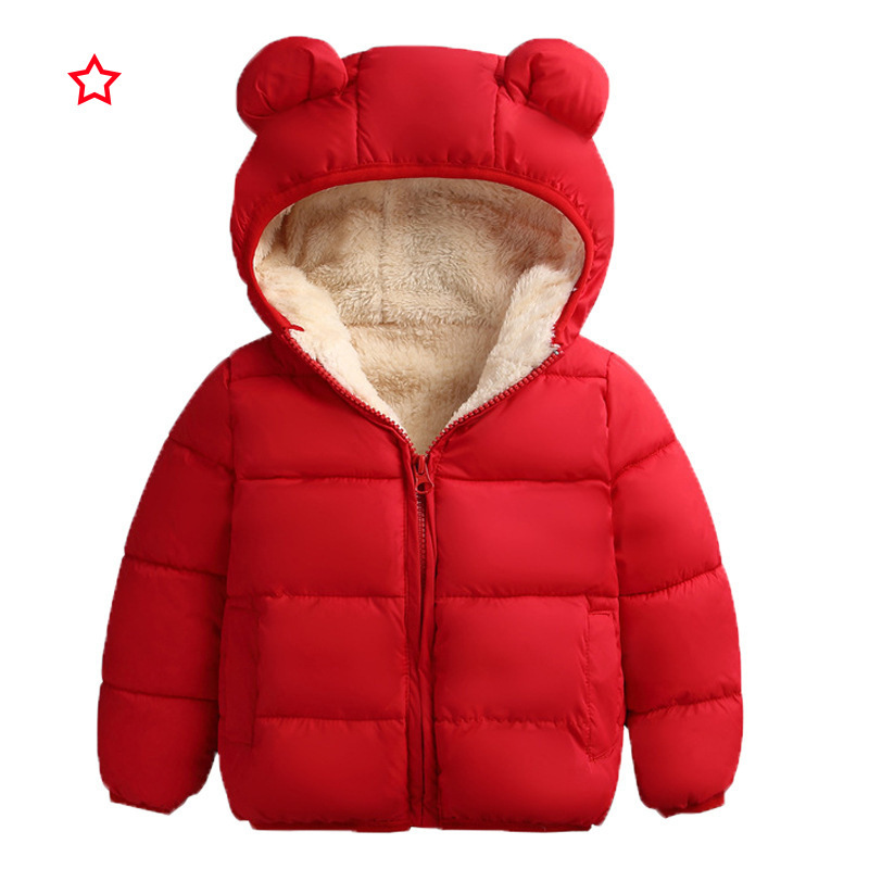 Chaqueta de plumón para niños, nueva colección invierno 2026, con forro de lana de cordero, estilo coreano, moderna y a la moda.
