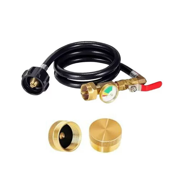 North American QCC1 propane bottle refill connector for commercial use with luminous gauge ball valve gas tank