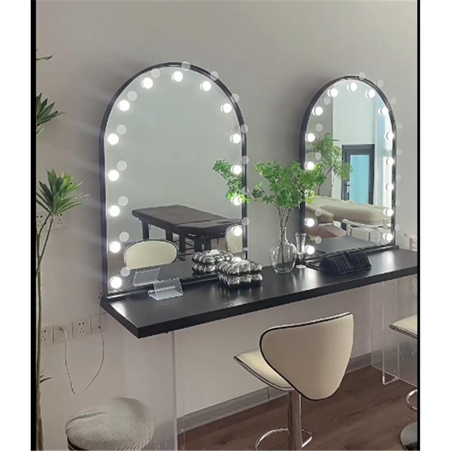 블랙 테이블 200*50*80+2개 80*110 거울 아치형