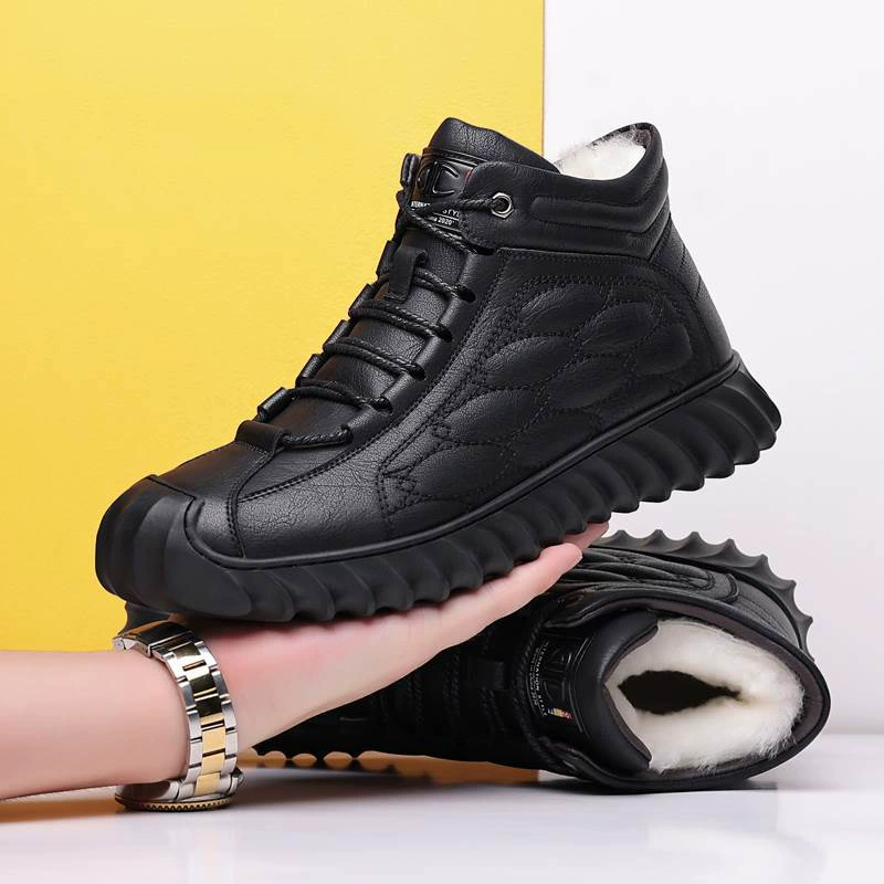 2024 новые мужские повседневные хлопчатобумажные туфли на мягкой подошве мужские хлопчатобумажные туфли с высокой талией, холодные туфли минус 40 градусов