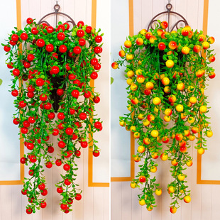 Wall-Mounted Artificial Flowers, Fortune Red Fruit Rattan, Fake Flowers, Living Room Wall Hanging Green Plants, Decorative Flower Vines Wholesale