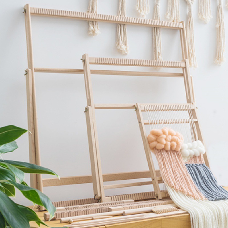 Máquina textil de madera maciza de bricolaje transfronteriza, tapices, herramientas de tejido, rueca para adultos hecha a mano, procesamiento y producción de telares para niños
