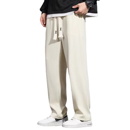 Spring and Summer Ice Silk Pants Men's Thin Loose Straight Tube Sensitivity Sports Pants Summer Boys Quick Dry Casual Trousers 