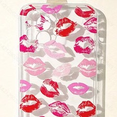 彩色唇印適用蘋果12promax手機殼透明卡通14 15軟殼15promax XSxr