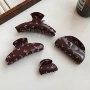 盘发夏季咖色印花鲨鱼夹