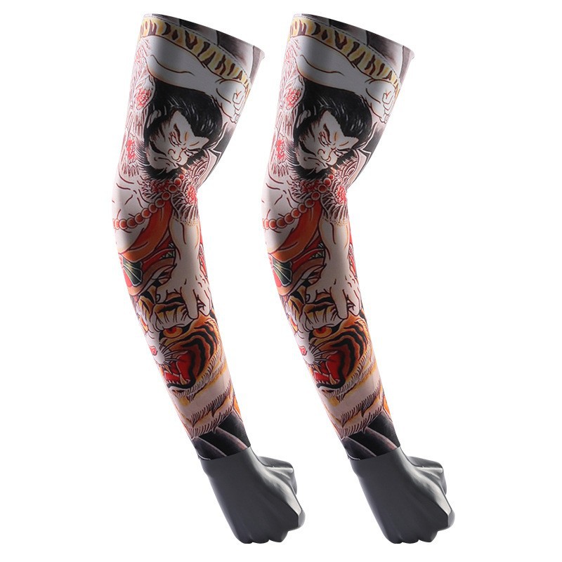 Nuevo estilo de manga de protección solar que no deja marcas, protección UV, tatuaje, brazo de flor, manga de seda de hielo, sombra de ciclismo de verano, protección de brazo de hielo