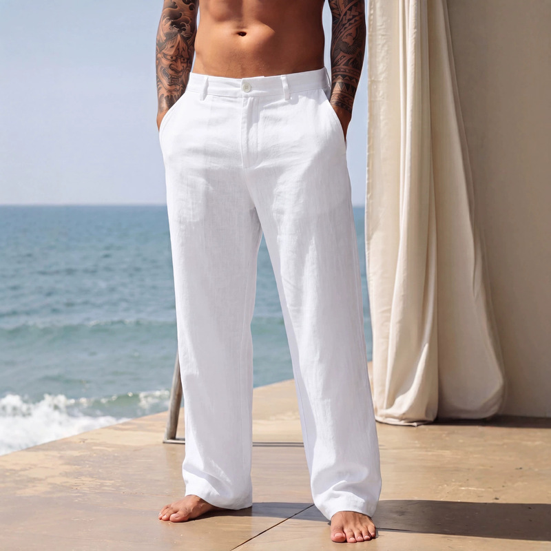 2026 New European Size Spring/Autumn Amazon American Style Linen Pants Simple Cotton Blend Casual Pants for Men 2026 New European Size Spring/Autumn Amazon American Style Linen Pants Simple Cotton Blend Casual Pants for Men
