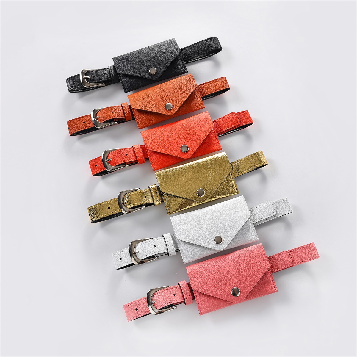 New mini square bag for kids, stylish Korean style, girls' studded PU leather bag, trendy waist bag.