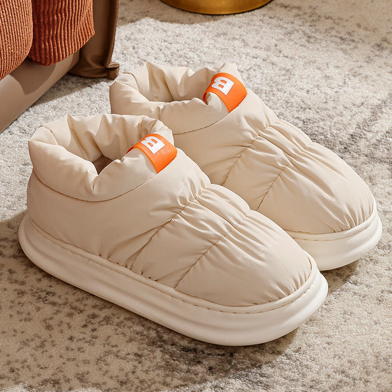 Zapatillas acolchadas de algodón para hombres, zapatos acolchados de algodón engrosados antideslizantes impermeables para el invierno, zapatillas acolchadas de algodón para el hogar de la pareja para el invierno