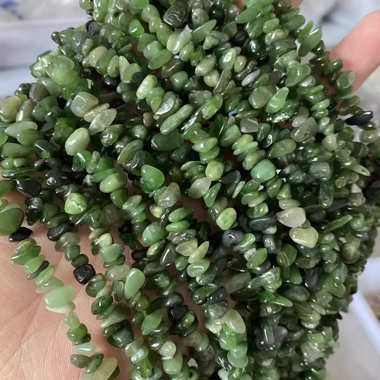 천연 재스퍼 자갈 긴 끈 자갈 5-7mm 길이 약 85cm