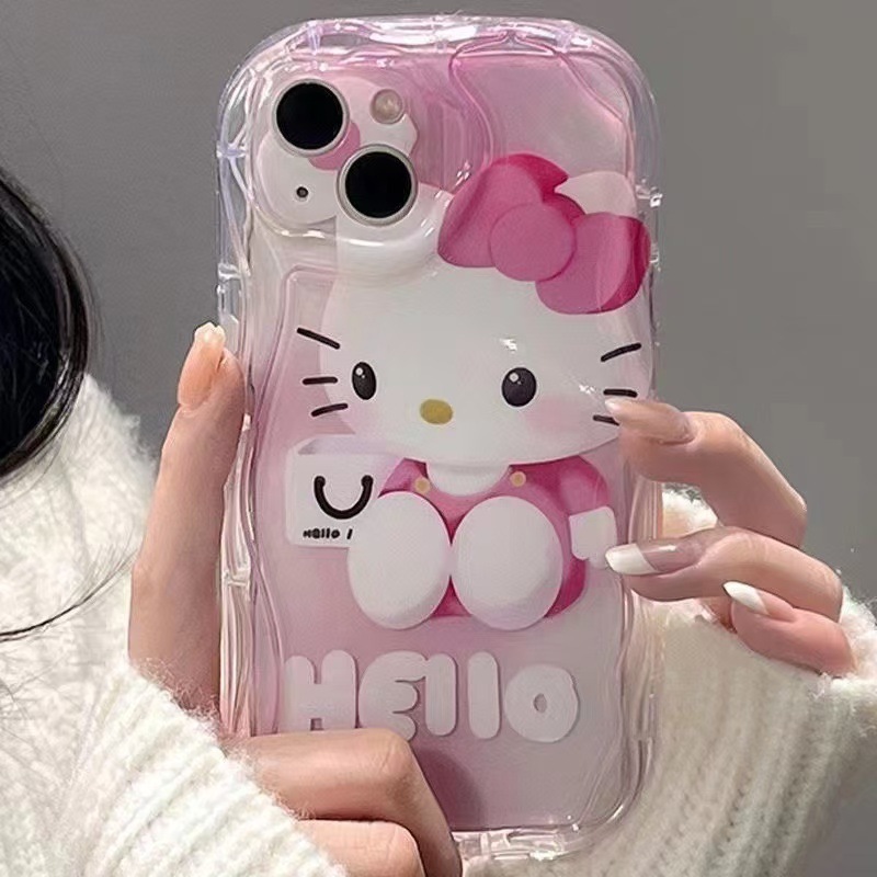 Lindo gato rosa para iphone16promax funda para teléfono móvil Japón y Corea del Sur Apple 15 anti-caída 14 funda de crema 13mini