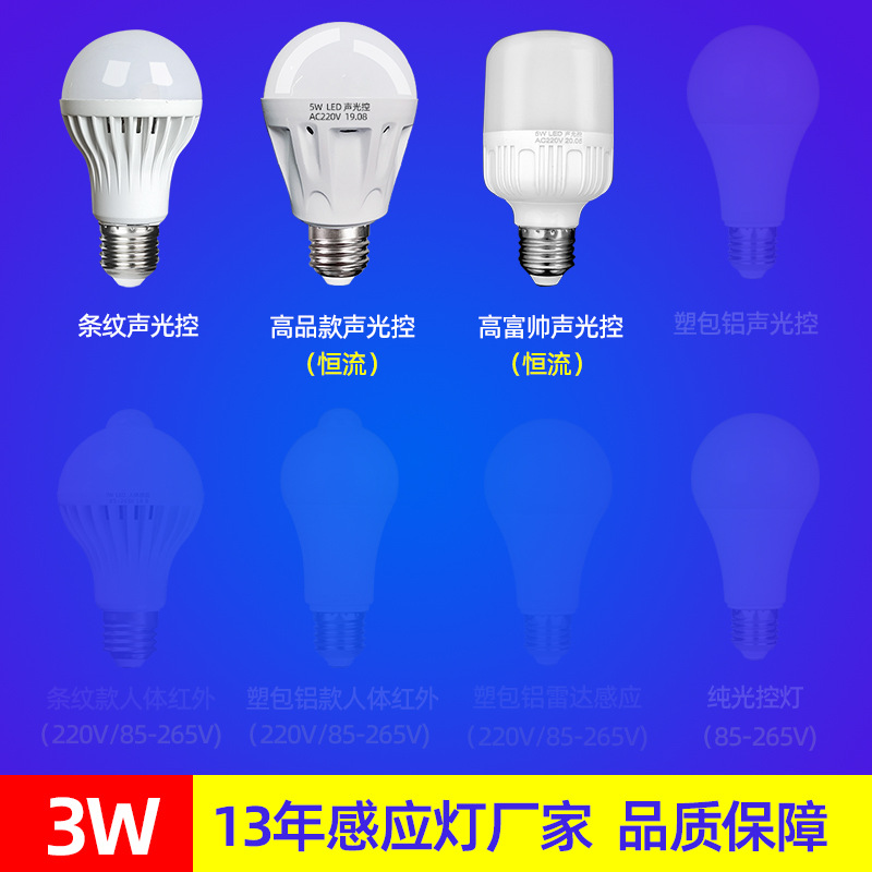 Bomba de bola de sensor infrarrojo del cuerpo humano inteligente bombilla de control de voz led escalera pasillo sensor de radar puerto de tornillo lámpara de ahorro de energía E27