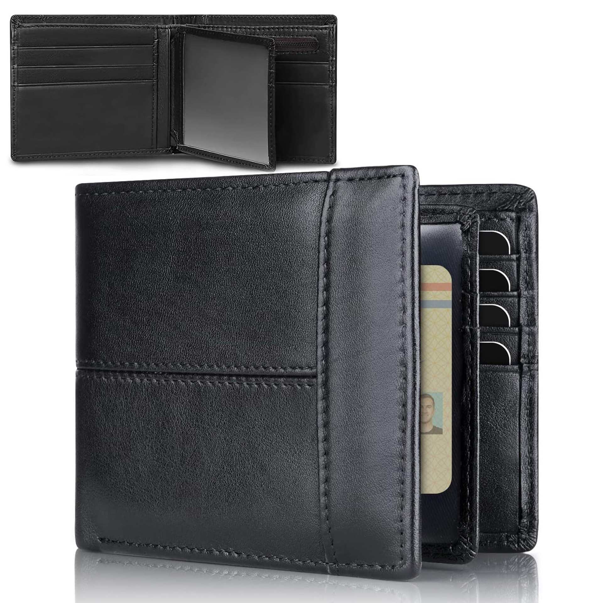 Multi-tarjeta transfronteriza cartera de cuero de vaca de primer nivel para hombres cepillo antirrobo RFID bolso de cambio corto doble billetera de cuero