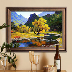 美式客廳風景流水生財壁畫聚寶盆客廳裝飾畫世界名畫玄關走廊掛畫