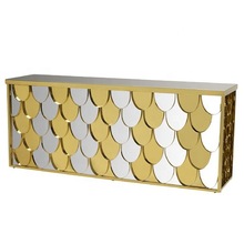 Gold Stainless Steel Fish scale Design with Silver bar table