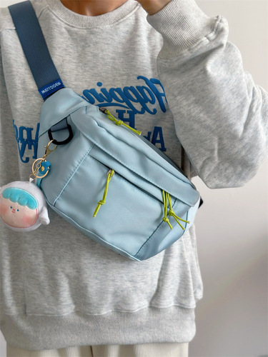 Crossbody Chest Bag for Women, Japanese INS Original Host, Pure Color Korean Student School Commute Versatile Quality Waist Bag Shoulder Bag