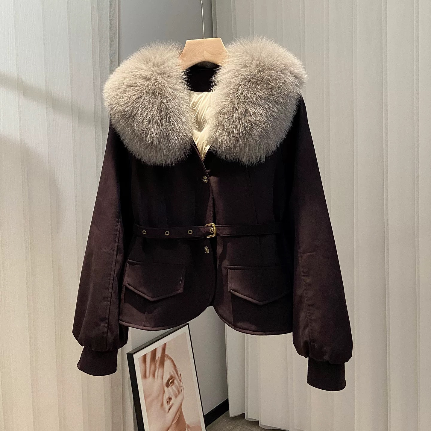 双色冬款时尚短款保暖女森系女款外套紫色咖色其他