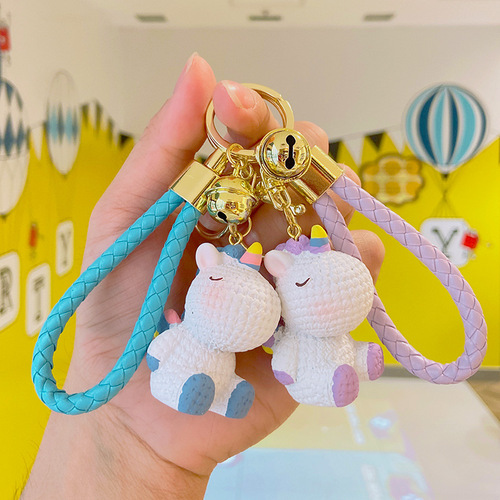 Cartoon Unicorn Resin Keychain Cute Small Gift Figure Key Hook Creative Ornament Wholesale Keychain