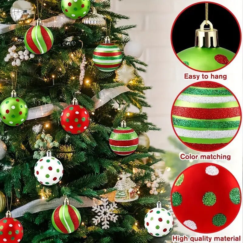 クロスボーダー塗装クリスマスボールセット吊り下げクリスマス装飾クリスマスツリー装飾特殊形状ボール 3cm24 個セット|undefined