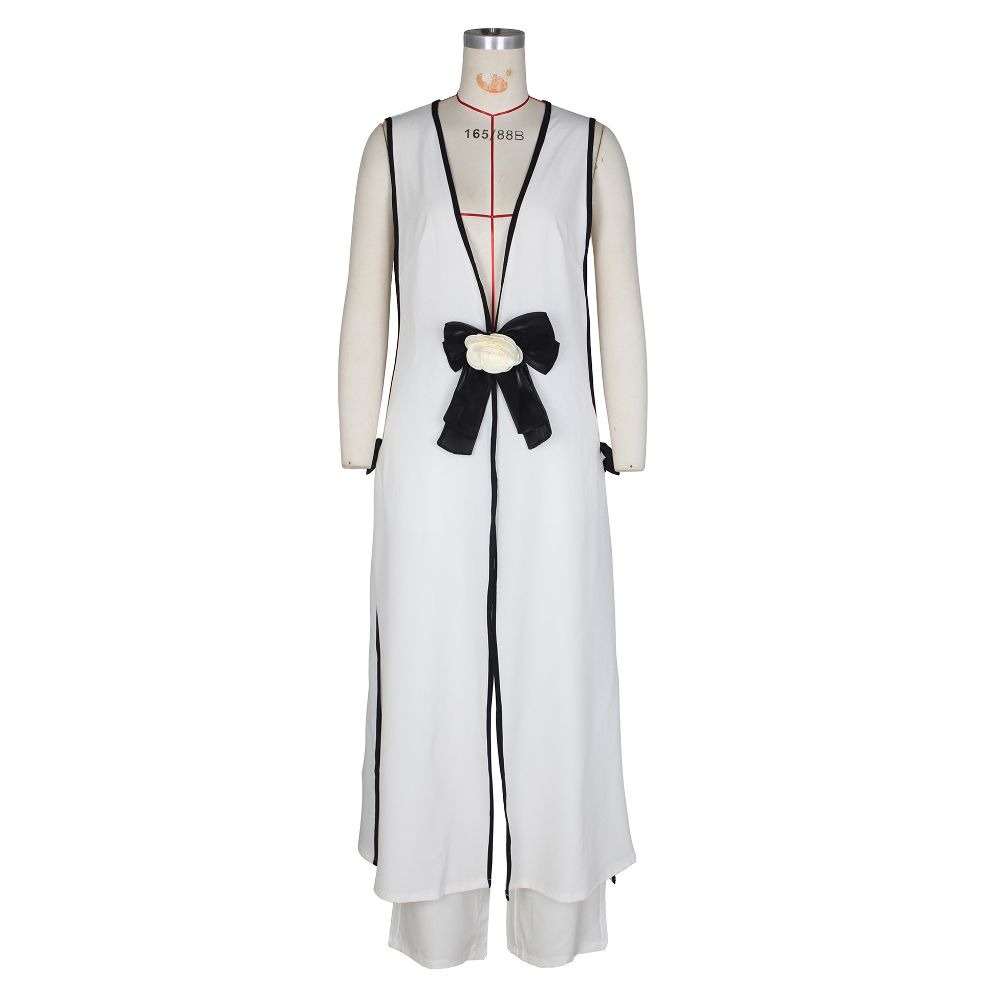 Women's Clothing Hot sale fashion ladies suit sexy camellia bow sleeveless long vest dress wide leg pants suit_voghion.com