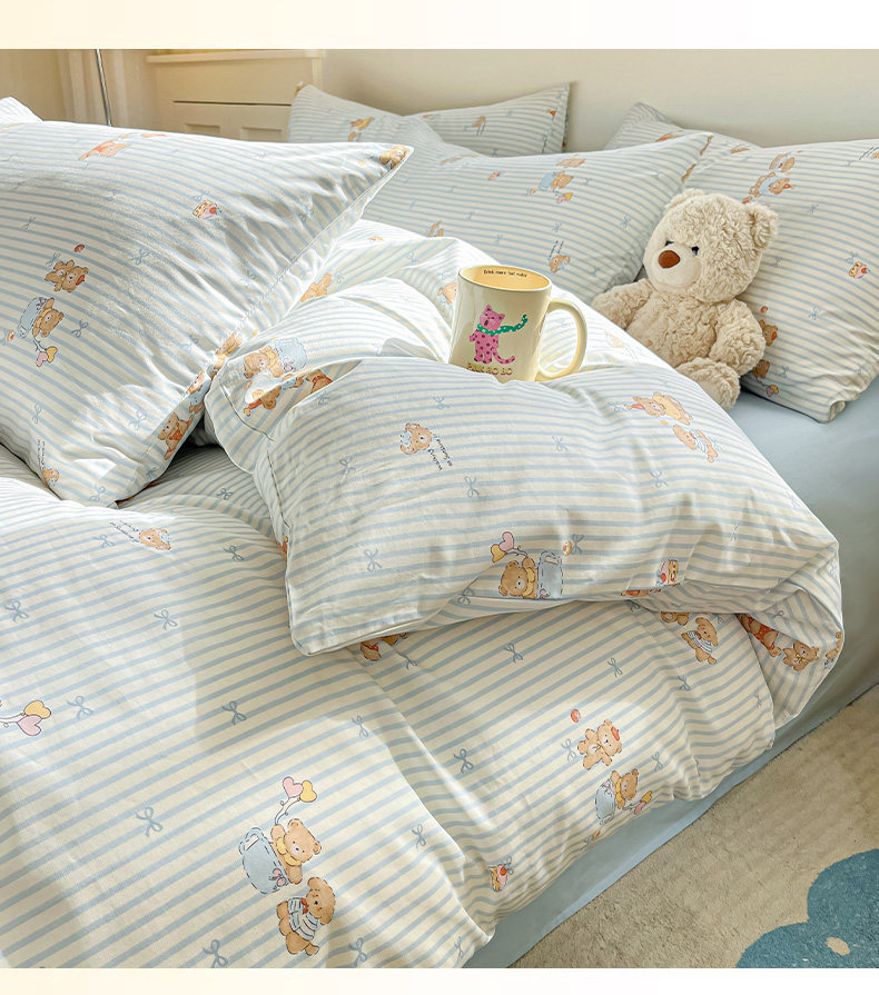 Cartoon Cotton Bedding Set For Single Bed Duvet Cover And Sheet_voghion.com