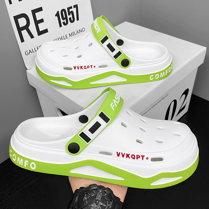 Сандалии из ЭВА, мужские летние дышащие новые легкие туфли Baotou Croc с мягкой подошвой, мужские тапочки, пляжная обувь двойного назначения, оптовая продажа