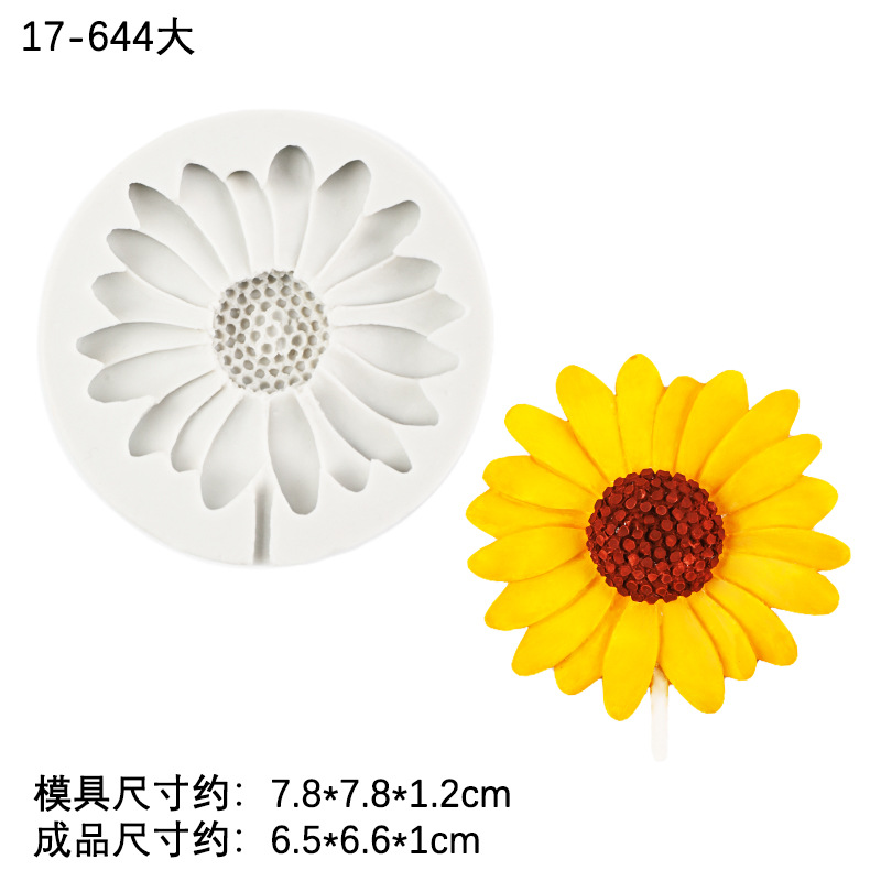 Xiangri Gui Daisy Molde de silicona Molde de pellizco de epoxi Tamaño de la flor Torta en forma de chocolate Decoración fondant