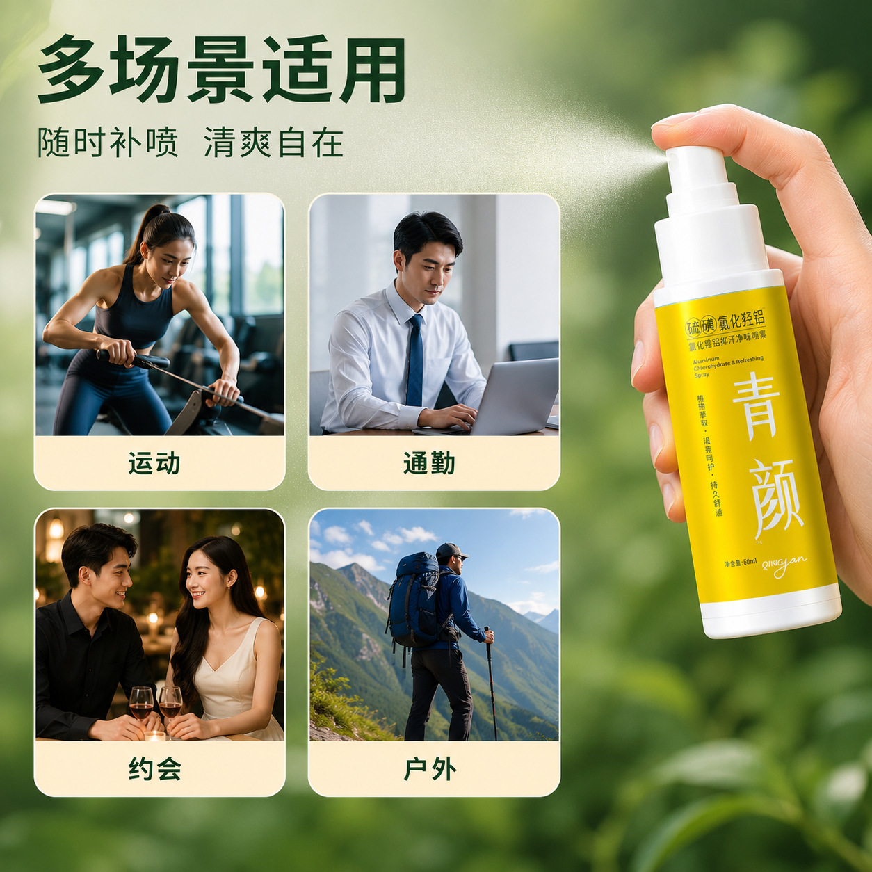 Herbal Antiperspirant Spray 60ml Aluminum Chlorohydrate Deodorant with Mugwort Extract Long Lasting Freshness for Body and Underarms quality and texture