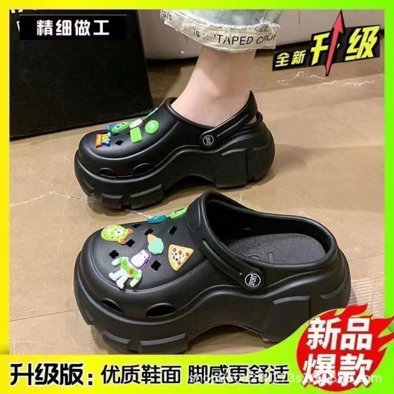超厚爆款流汗狗洞洞鞋女2023厚底沙滩鞋网红增高凉拖鞋外穿批发|undefined