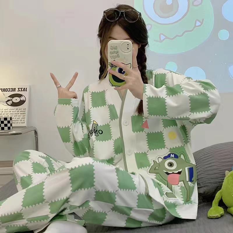 2025 pijama de perro de jade Gui primavera y otoño para mujeres manga larga dibujos animados adorables estudiantes adolescentes gran tamaño gordo mm ropa de hogar