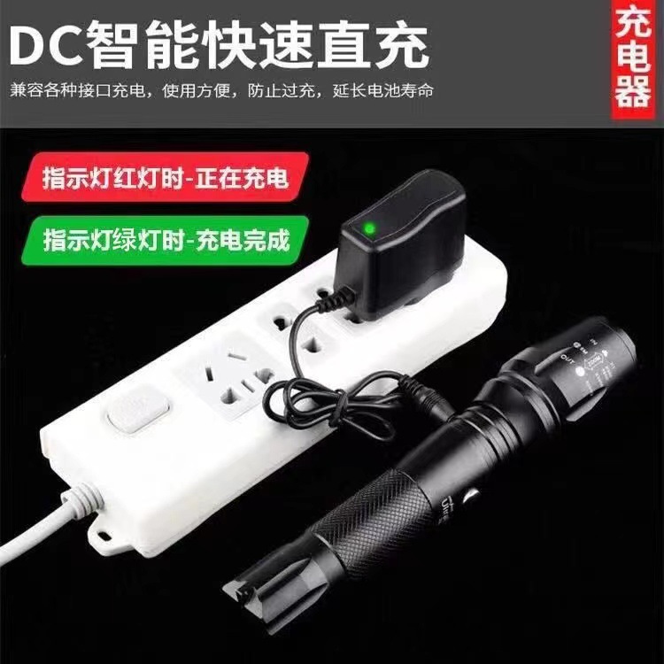 跨境手電筒強光充電戶外超亮遠射變焦超長續航多功能便攜超強防水