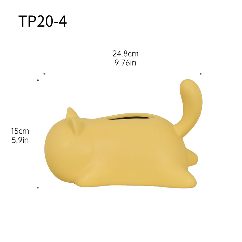 Tp20 - 4 Caja de pañuelos para gatos de color amarillo oscuro