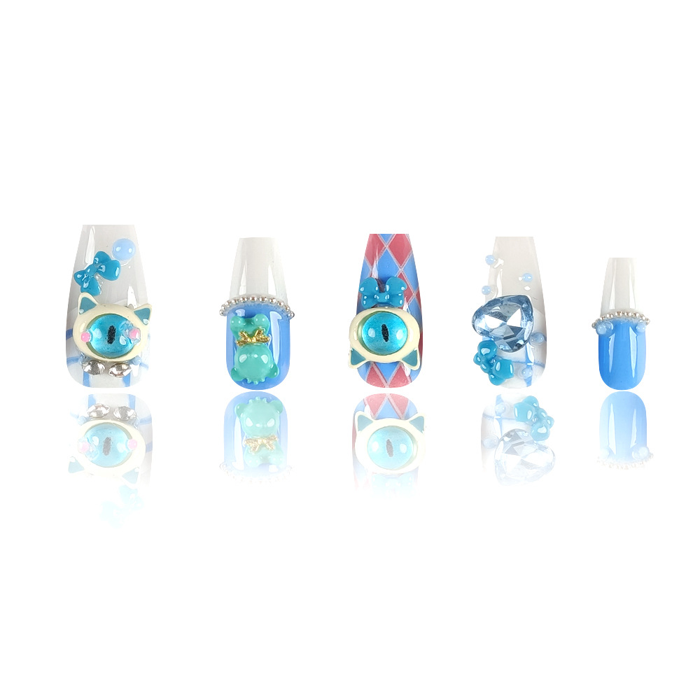 Decodificar 10 tabletas de dopamina pequeño monstruo manicure adorable parche de uñas dulce y fresco fototerapia hecha a mano para usar piezas de uñas