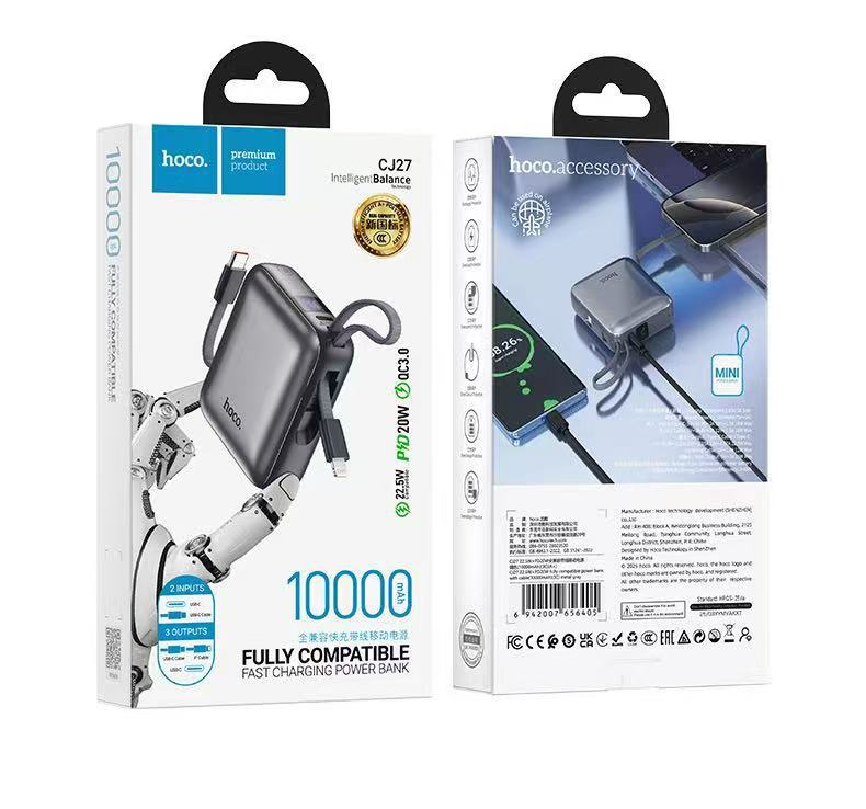 [22.5W+PD20W] CJ27’s own cable is fully compatible with 10000 mA