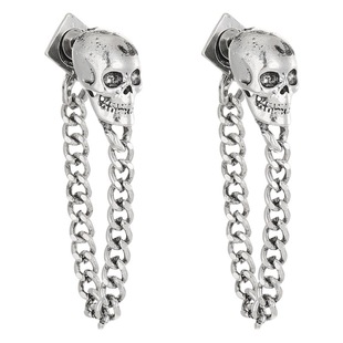 European and American cross-border skull chain stud earrings retro Cold style sweet cool head niche all-match skull earrings